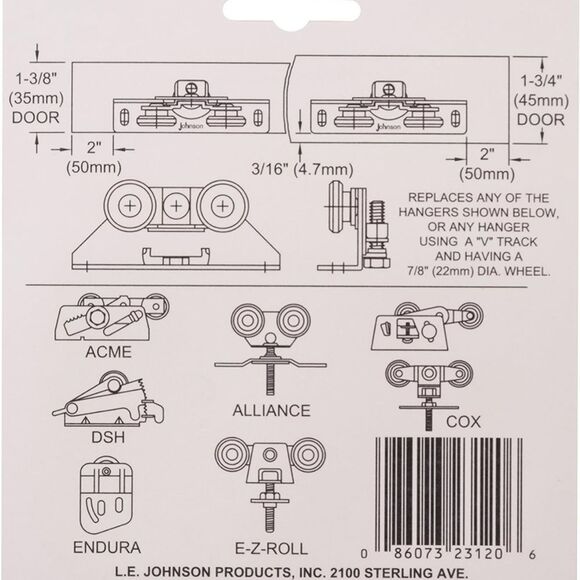 Johnson Hardware 2312 Universal Door Hanger - Picture 3 of 6